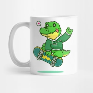 Cute crocodile playing skateboard cartoon vector icon illustration Mug